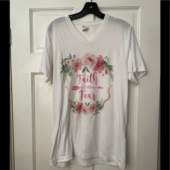 Bella Canvas Tops - Faith Over Fear Religious Tee Shirt